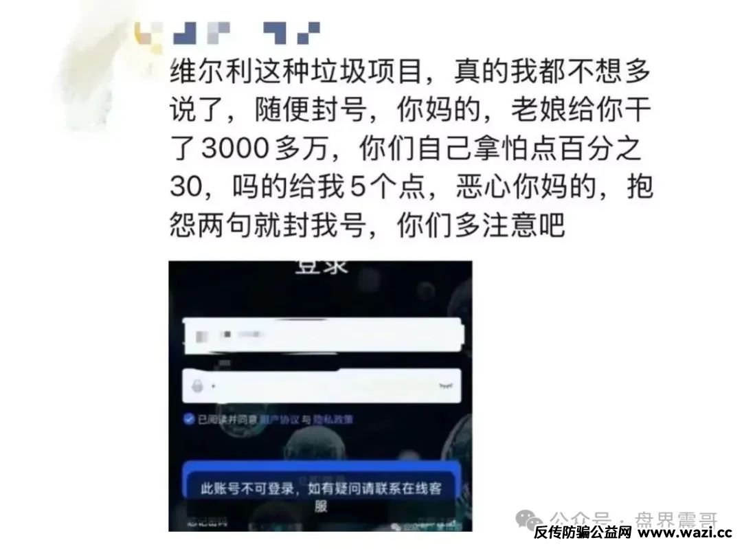 【香港维尔利】资金盘高度预警，大量单割，内部股东分歧，即将崩盘跑路！