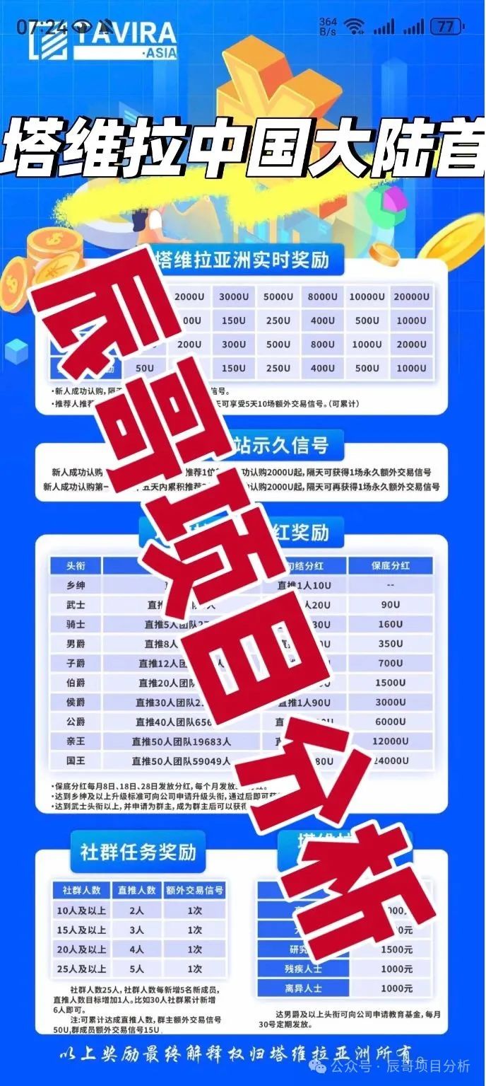 【塔维拉亚洲】资金盘骗局原悦比特诈骗团伙所开，高度预警！