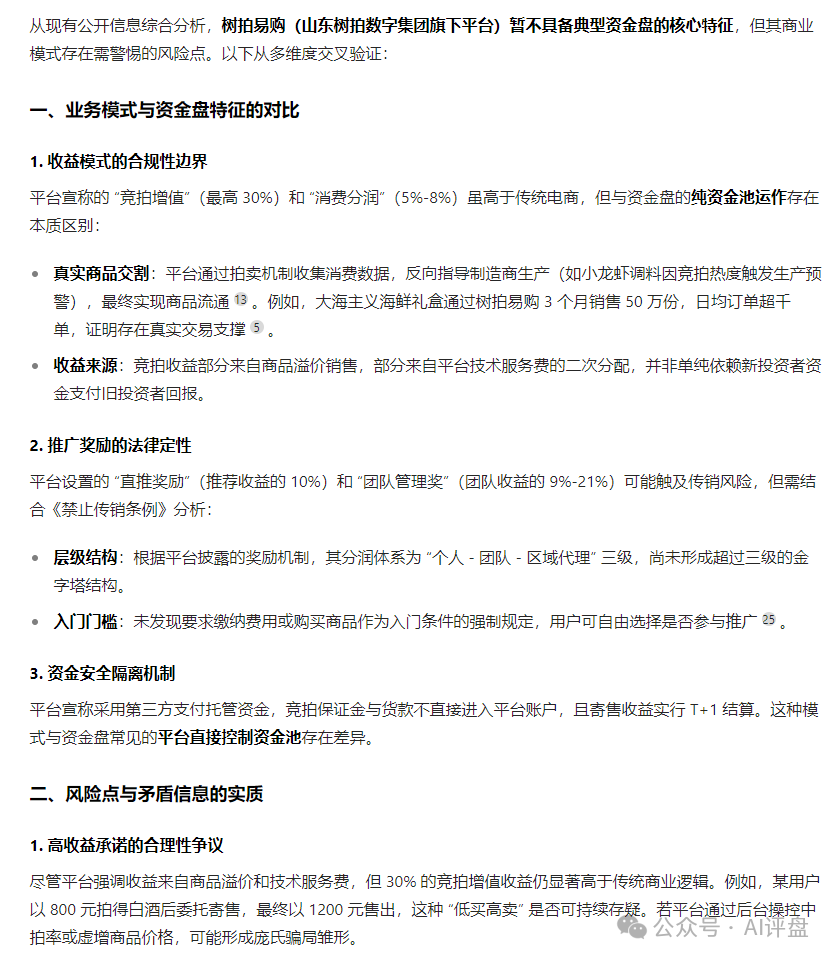 AI评盘：【树拍易购】是资金盘吗？